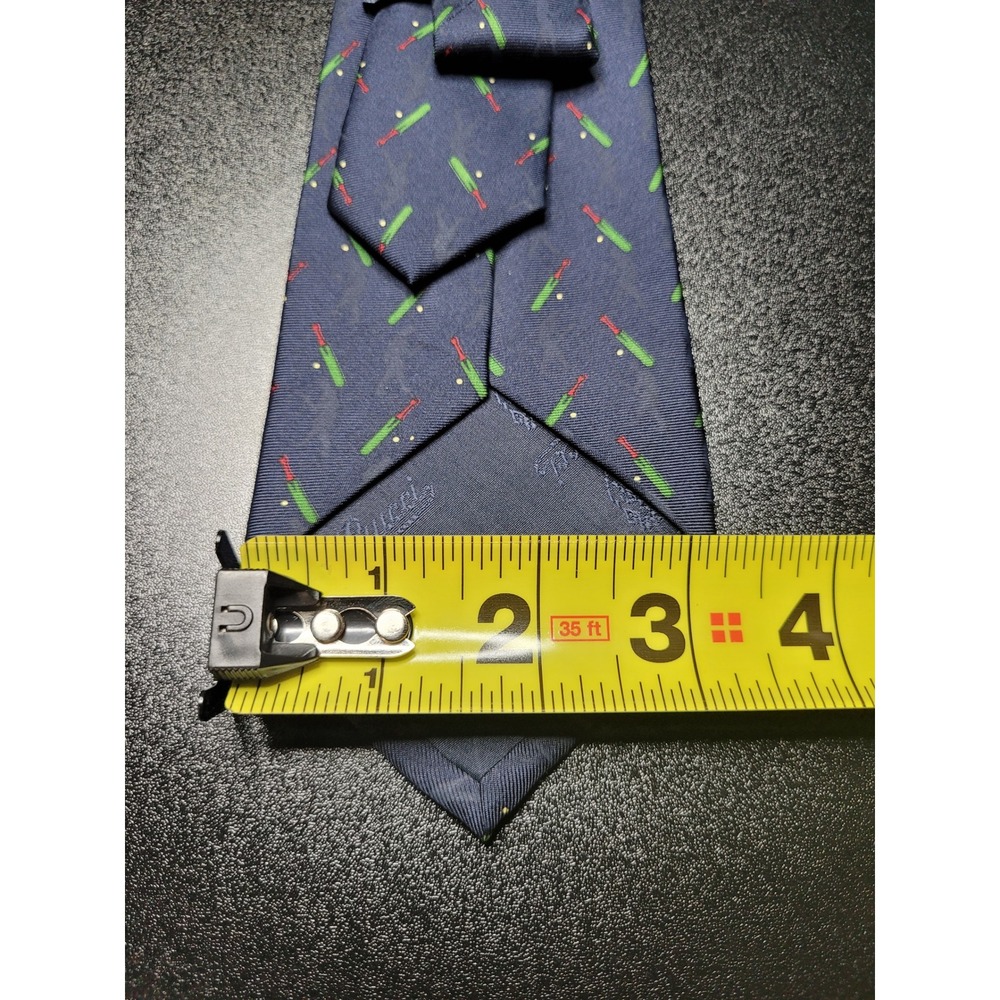 Gucci Men's Necktie Blue Cricket Bat Silk 3.75" x 58" Excellent - Picture 8 of 8